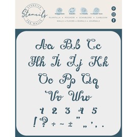 Stencils for Walls: Vintage Cursive Stencil, 10 x 9.5 - (1 inch) Letters Number ABC Alphabet Punctuation