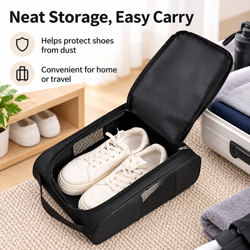 Golf Shoe Bag for Travel, Breathable Oxford Shoe Carrier with