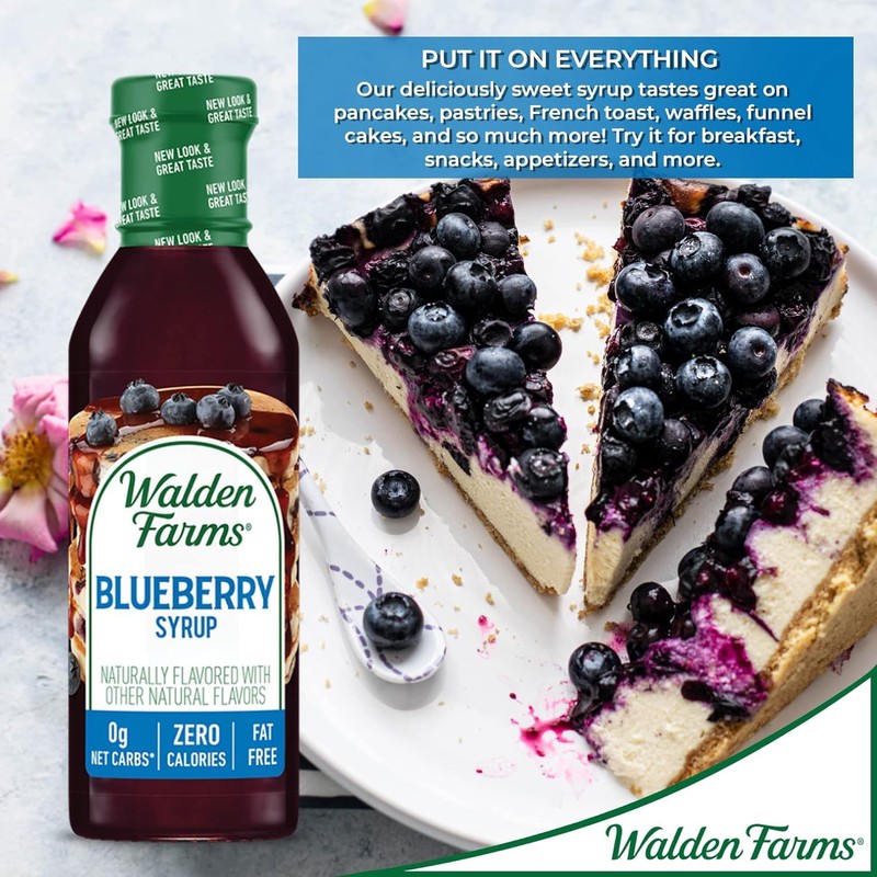 Walden Farms Blueberry Syrup - Sugar-Free, Calorie-Free, Low Carb, Keto-Friendly,
