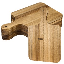 Lounsweer 6 Pcs Thicken Cutting Board Bulk Wood Chopping Board Serving Board Charcuterie Boards for Laser Engraving Mother' Day Wedding Housewarming Gift(Acacia Wood,16 x 10 Inches)