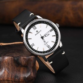 ANNEFIT Quick Release Watch Bands, Italian Vintage Leather Replacement Strap for Men and Women, Band Width 18mm with Black Buckle (Black)