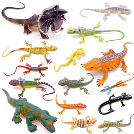Guaishou Lizards Toys 15pcs Realistic Lizard Chameleon Reptile Figure Play Set