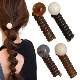BQRKOTM Pack of 4 Hair Bobbles Telephone Cable, Colourful Spiral Hair Band, Hair Band Girls, Phone Wire Hair Bands, Hair Bands Girls, for Hair Accessories Girls and Women