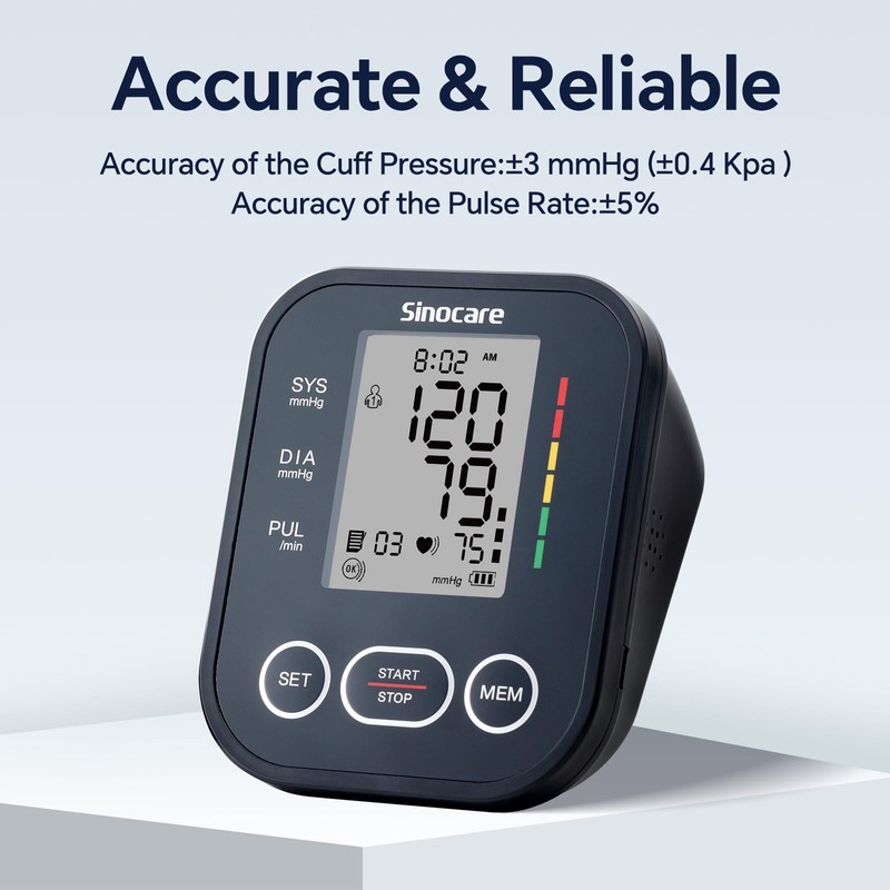 Sinocare Blood Pressure Monitor, Upper Arm BP Machine for Home,