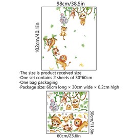 Purekay Wall Sticker Jungle Animals Vines Tiger Lions Monkeys Koalas Safari Leaves Wall Sticker Nursery Baby Room Bedroom Wall Decoration