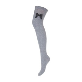 MILENA Over Knee Socks with Black Bow Sensual Socks for Any Occasion, Multiple Colours, Warm and Fashionable, Great Gift for Women of All Ages and Styles, Ash pan
