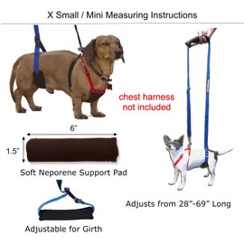 GINGERLEAD Dog Sling Hip Support Harness, X-Small Fits Little Pets Under 25 lbs and Dachshunds with IVDD, Spinal Disc Disease, or Back Injuries. Assist Elderly, Paralyzed, or Recovering Pets.