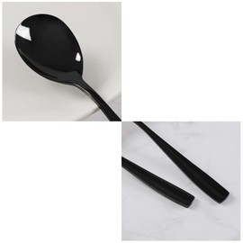 Uumitty Set of 6 Black Stainless Steel Large Serving Spoon for Buffet Party Banquet