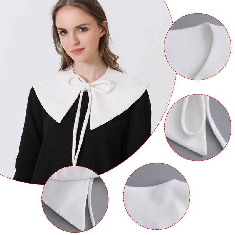 NiceYnn Wool Shawl False Collar Neck Warmer, PU Detachable Mini