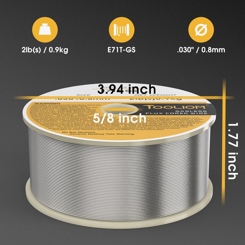 TOOLIOM E71T-GS .030" Diameter 2-Pound Spool Flux Core Self-shielded Carbon
