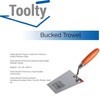 Toolty Stainless Steel Bucket Trowel - 180mm - Wooden Handle
