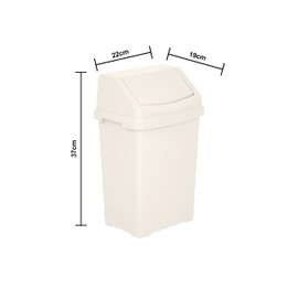 M1SS Casa 8L Swing Bin Assorted Colours High Grade Flip Top Waste bin (Soft Cream)