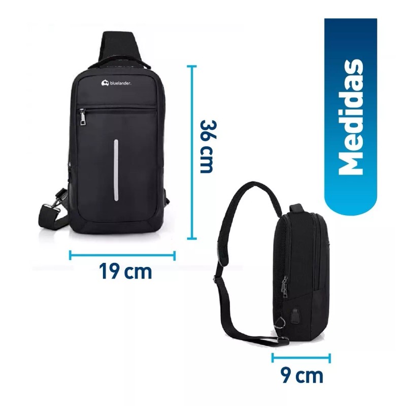 Bluelander Mochila Cruzada Pechera Bandolera Antirrobo Usb Moda Casual