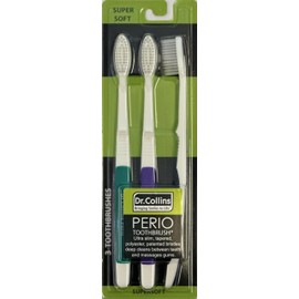 Dr. Collins Perio Toothbrush, (colors vary) 3 Count (Pack of 1)