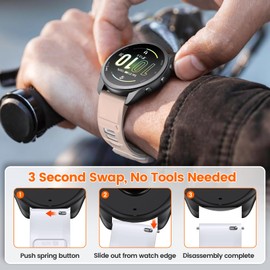 ANCOOL Compatible with Garmin Forerunner 55/245/165 Watch Band, 20mm Soft Silicone Band for Vivoactive 5/Vivoactive 3/6/Venu 2 Plus/Venu Sq/Sq 2 Bands Women Men, Sandy Pink/White