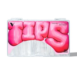 V Beauty Pure Coffin Nail Tips - Coffin, Extra Long, Acrylic Nail and Gel Tips, Curved Extension, Professional Long Flexible Fake Nails with The Perfect C Curve, Half Cover and Clear - 504 pcs