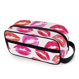 Moyyo Red Lips Travel Toiletry Bag Waterproof Protable Travel Wash Bag Spacious Hanging Toiletries Bag Gym Shower Bag Toiletry Bag Cosmetic Case Organizer Makeup Bag for Women Girls