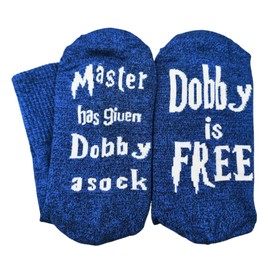 Inmeilifus Novelty Dobby Socks Funny Cotton Knitted Sox Cute Christmas Gift Stocking Stuffers (Dark Blue)