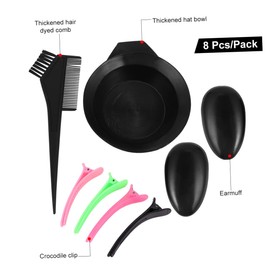 WOONEKY Hair Dye Tools Sectioning Clips Ear Caps Bowl Hair Coloring Kit Set Hair Dye Kit 8pcs Tools for Salon Home Use
