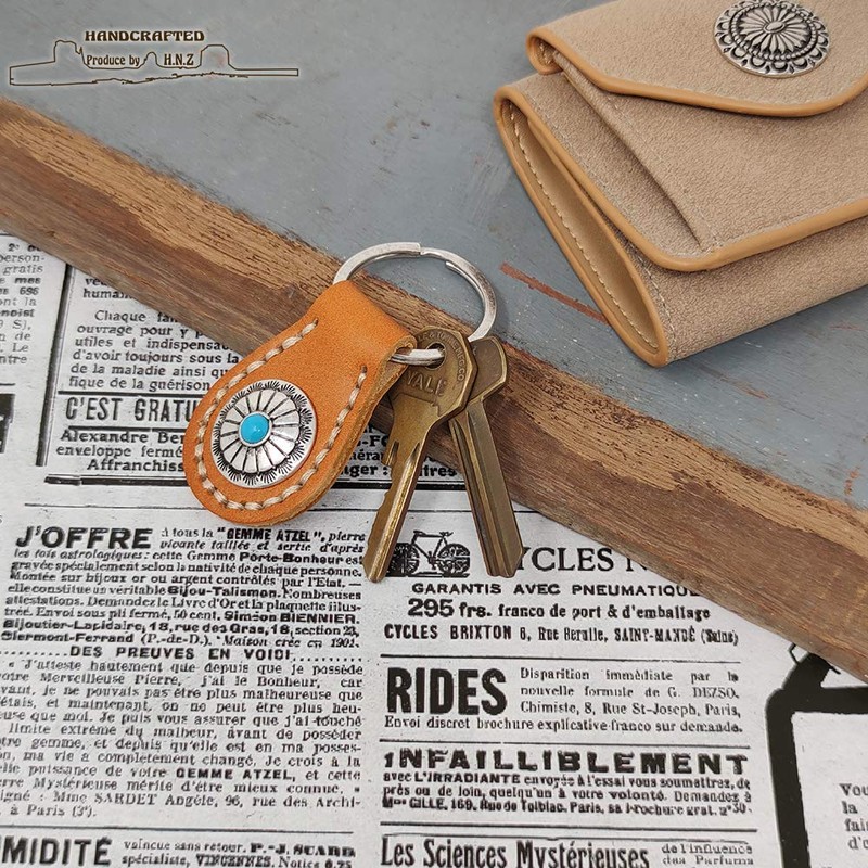 H.N.Z Native American Leather Key Chain Concho Kokopelli Key Chain