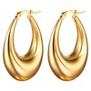 Flongo Womens Chunky Hoop Earrings: Stainless Steel Hypoallergenic Hoop Earrings