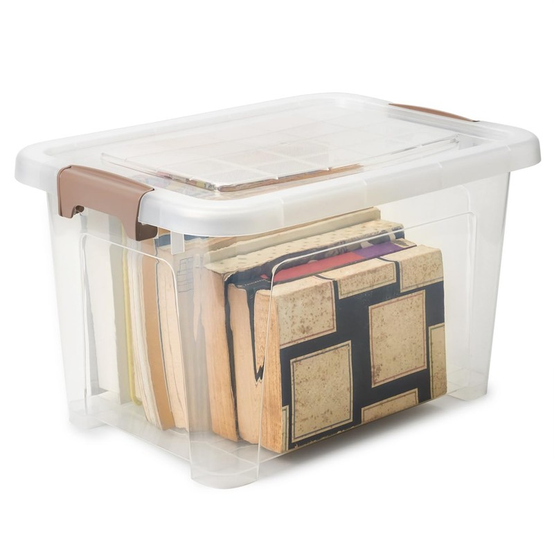 EZOWare 16.9 Quart Plastic Storage Container Bin with Lid, Set