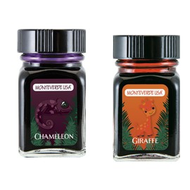 Monteverde 60ml Ink, Chameleon (Burgundy), Giraffe (Orange) Jungle Ink (G309CM, G309GI) Fountain Pen Ink (30ml Each Ink Bottle, 2 Pack)