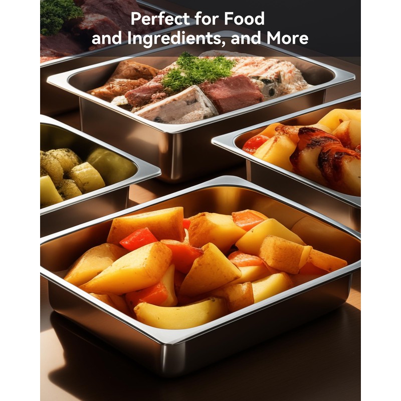 ZeroPone 4 Pack Full Size Hotel Pans with Lids, 2.5"