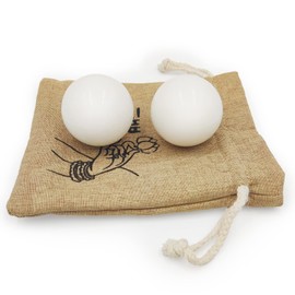Surtiycrii Pelota de jade blanco natural de 2 pulgadas, bola de baoding de China, para el cuidado de la salud, ejercicio de mano, masaje, alivio del estrés