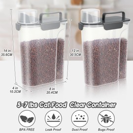 LEAWALK Dog Food Storage Container, Upgraded Large Nozzle, BPA-free, 10-14 LBS Plastic Pet Food Storage Container, With 4 Sealed Clasps, 1 Measuring Cup and Handle, Easy to Clean and Carry -2 Packs…