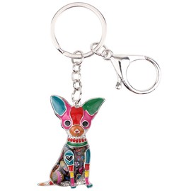 BONSNY Enamel Alloy Chain Chihuahua Key Chains For Women Jewelry Car Purse Handbag Charms (Multicoloured)