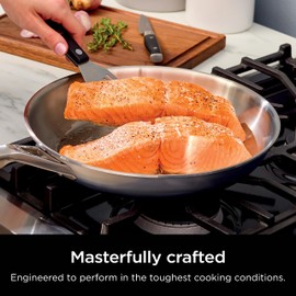 Ninja EverClad Commercial-Grade Stainless Steel 10.25" Fry Pan, Tri-Ply Pans, Oven Safe to 600°F, All Stovetops & Induction Compatible, Stainless, C90026