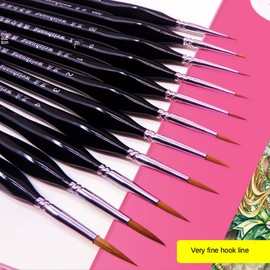 weasel hair Triangle birch rod fine nail art students special line drawing gouache color stroke oil brush 4colors hook line pen (black)