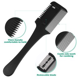 Frcolor Hair Cutter Comb Hair Cutter Comb Shaper Double Sided Comb Salon Home Barber Hairdressing Tool Hair Styling Set of 2 (Black)