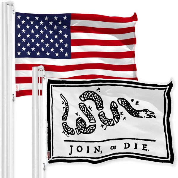 USA American Flag & Join or Die White Flag 3x5FT