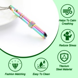 Mindful Breathing Necklace with Crystal Gemstone Chakra Bracelets, Stainless Steel Anxiety Necklace, Stone Beads Healing Bracelets for Women Men, Meditation Tool Quit Smoking (Stainless Steel)