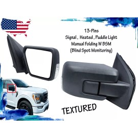 Texas-E-Parts Fits 2021-2023 Ford F-150 Door Right Side Rear View Mirror Signal Heated W BSM