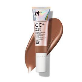 IT Cosmetics CC+ Nude Glow (Deep Bronze) - Medium Coverage Foundation with SPF 40 & Brightening Glow Serum, Lightweight Skin Tint, 2% Niacinamide + Hyaluronic Acid, Up to 24H Hydration - 1.08 fl oz