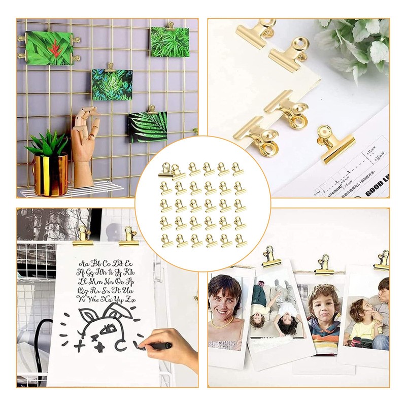 Small Bulldog Paper Clips, Pack of 60 Clips, Gold, 22