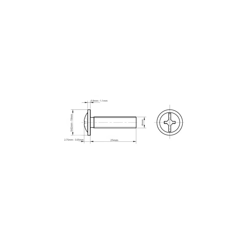 M4 (4mm x 25mm) Flanged Zinc Machine Button Head Screws