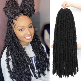 Forevery Butterfly Locs Crochet Hair 24 Inch Fairy Butterfly Locs 6 Packs Distressed Locs Pre Looped Crochet Hair for Black Women Crochet Butterfly Locs for Daily (24 Inch-6 Packs-1B)