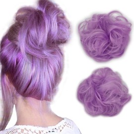 LaLuLoLi Light Purple Color Thick Updo Messy Hair Bun Extensions Party Wedding Daily Use Messy Hairpieces Hairpiece Wig for Women Girl Party Cosplay Daily Use #2403A 2pcs/pack