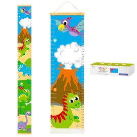 HomeEvolution Kids Growth Chart Height Measuring Chart, Dinosaurs Canvas Wall Hanging Rulers for Baby Children Girls Bedroom Decor (Dino)