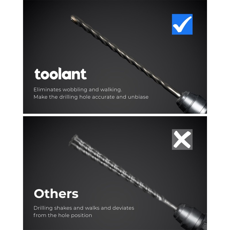 toolant Rotary Hammer Drill Bits Set with Chisels-Masonry Drill Bit