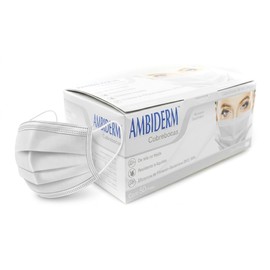 Ambiderm Cubrebocas 3 Capas Plisados Ajuste Nasal Colores (Blanco)