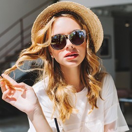 URUMQI Over Glasses Sunglasses Womens, Trendy Round Cat Eye Sun Shades Cover, Polarised UV400 Protection TAC Lens