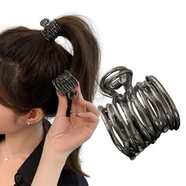 Herbeluemily Hair Claw Hair Clip Ponytail Clip Metal Line Ponytail Antique Gun Metal