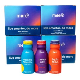 More Labs Lifehack Pack, Assorted Smart Drink Shots, Morning Recovery, Liquid Focus, Dream Well, Vegan, Non-GMO Variety Pack, 8 Bottles of Each (Pack of 24)