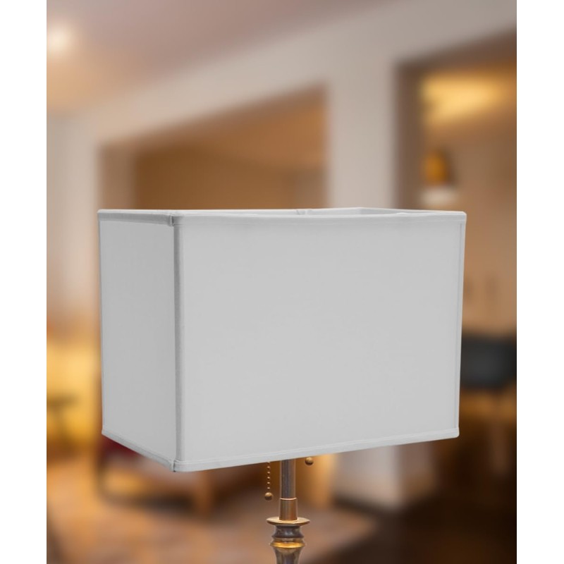 (8x14) x(8x14) x10 Rectangular Drum Lampshade White with Brass Spider