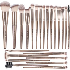 Brochas de Maquillaje Kit 23 Piezas Profesional Sintéticos de Alta Calidad Set de Brochas para Maquillaje Rubor Brochas Maquillaje Sombras de Brochas para Ojos&Facial(Champagne)